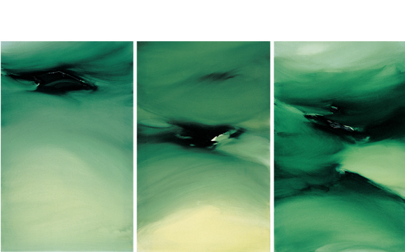 Renata Rampazzi - Verde 1 Verde 2 Verde 3 (2001 - oil on canvas 80 x 50)