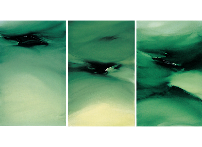 Renata Rampazzi - Verde 1 Verde 2 Verde 3 (2001 - oil on canvas 80 x 50)