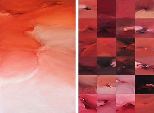 Renata Rampazzi - SospensioneRossa (2011 - oil on canvas<br/>front and back view 180 x 120)