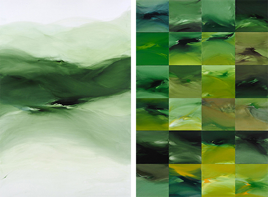 Renata Rampazzi - SospensioneVerde (2011 - oil on canvas<br/>front and back view 180 x 120)