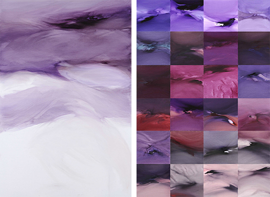 Renata Rampazzi - SospensioneViola (2011 - oil on canvas<br/>front and back view 180 x 120)