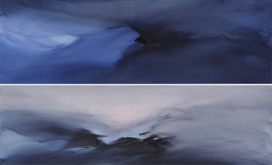 Renata Rampazzi - Blu 4Blu 6 (2013 - oil on canvas 30 x 100)