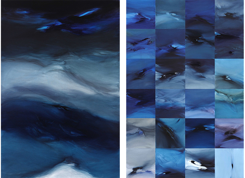 Renata Rampazzi - SospensioneBlu (2011 - oil on canvas<br/>front and back view 180 x 120)