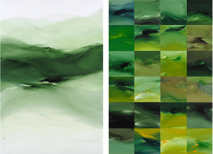Renata Rampazzi - SospensioneVerde (2011 - oil on canvas<br/>front and back view 180 x 120)