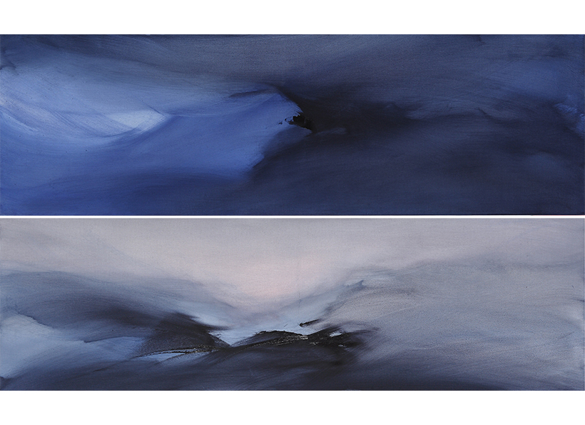 Renata Rampazzi - Blu 4Blu 6 (2013 - oil on canvas 30 x 100)